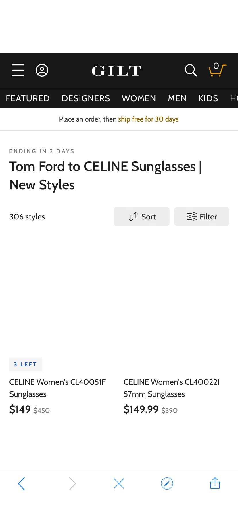 Tom Ford to CELINE Sunglasses | New Styles / Gilt低至三折