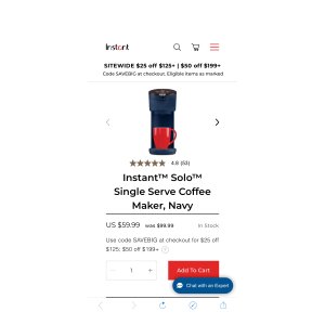 $0 Instant™ Solo™ Single Serve Coffee Maker, Navy | Instant Home