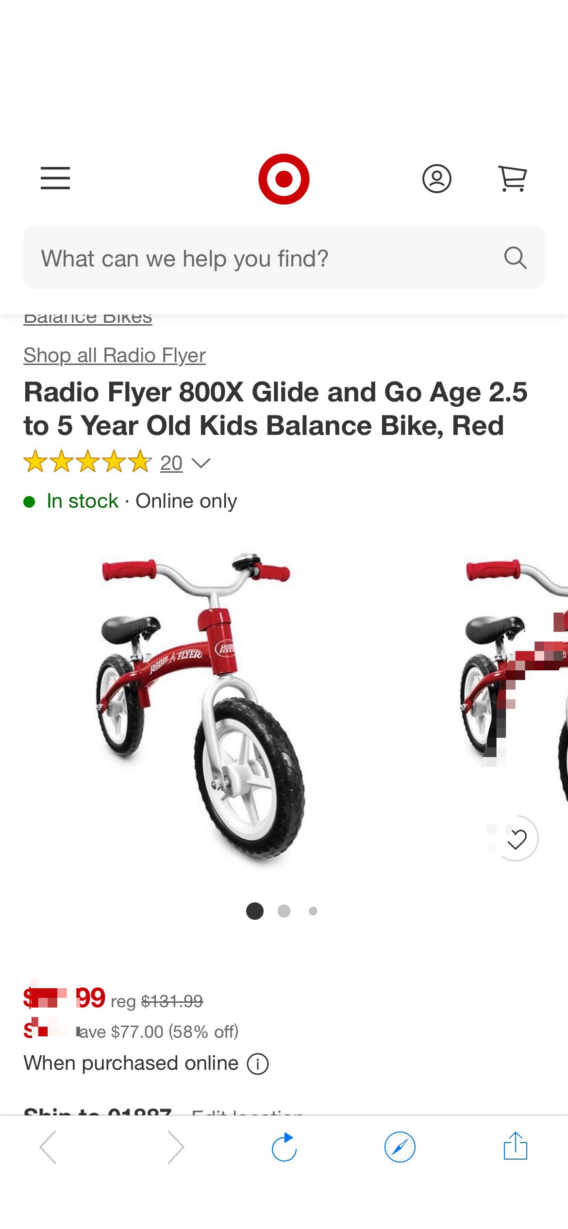 Radio Flyer 800x Glide And Go Age 2.5 To 5 Year Old Kids Balance Bike, Red : Target
