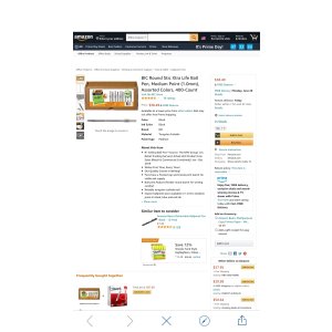 $9.62 Amazon.com : BIC Round Stic Xtra Life Ball Pen, Medium Point (1.0mm), Assorted Colors, 400-Count : Office Products黑笔