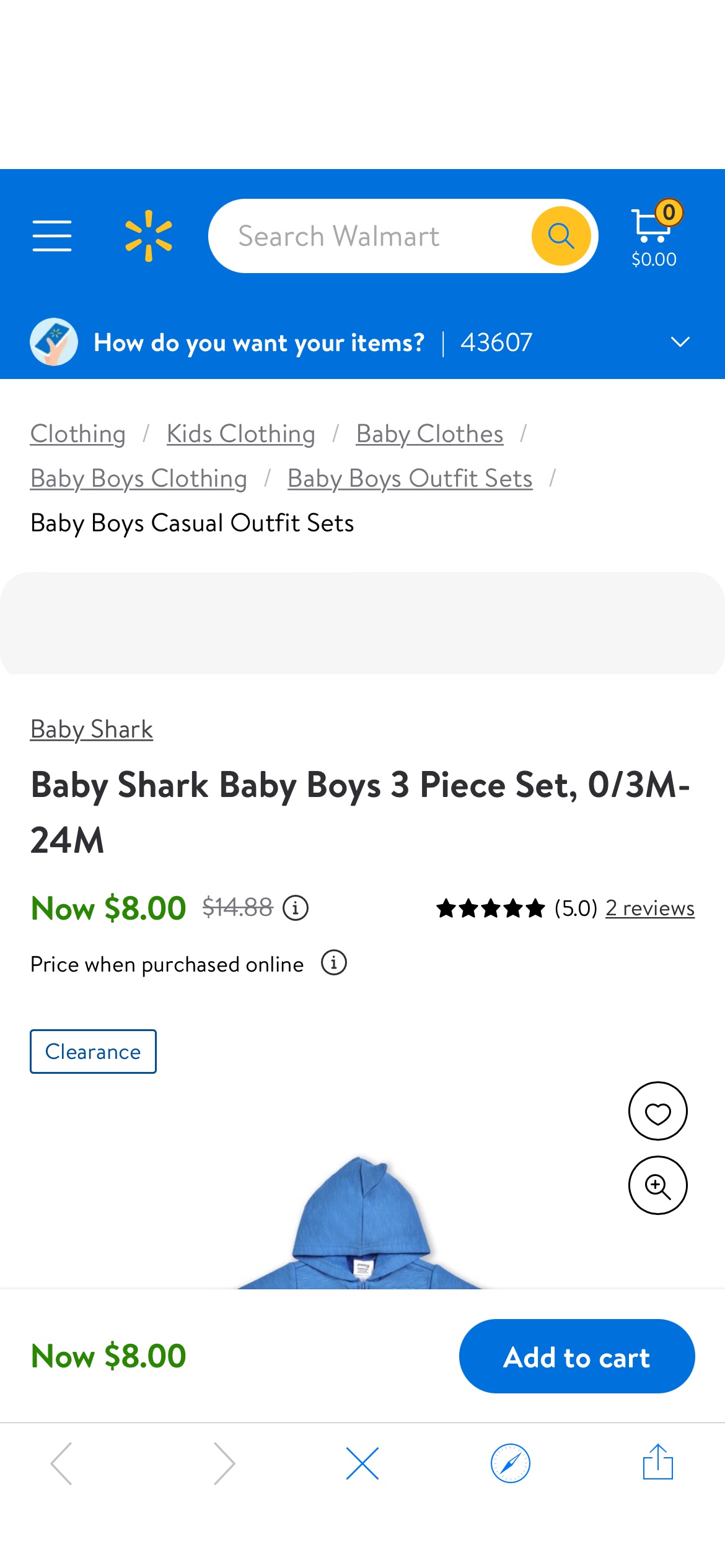 Baby Shark Baby Boys 3 件套Set, 0/3M-24M - Walmart.com