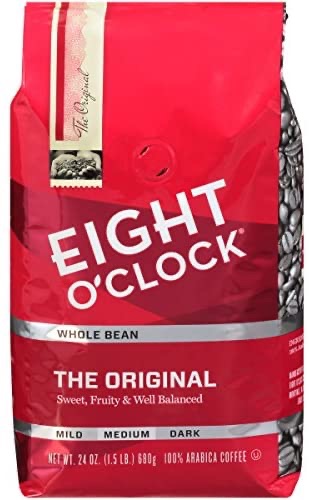 Amazon.com : Eight O'Clock Coffee The Original, Medium Roast, Whole Bean Coffee, 24 Ounce (Pack of 1), 100% Arabica, Kosher Certified : Roasted Coffee Beans : 咖啡豆