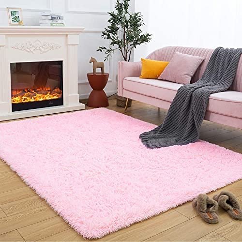 Maxsoft 粉色毛绒地毯 5x8