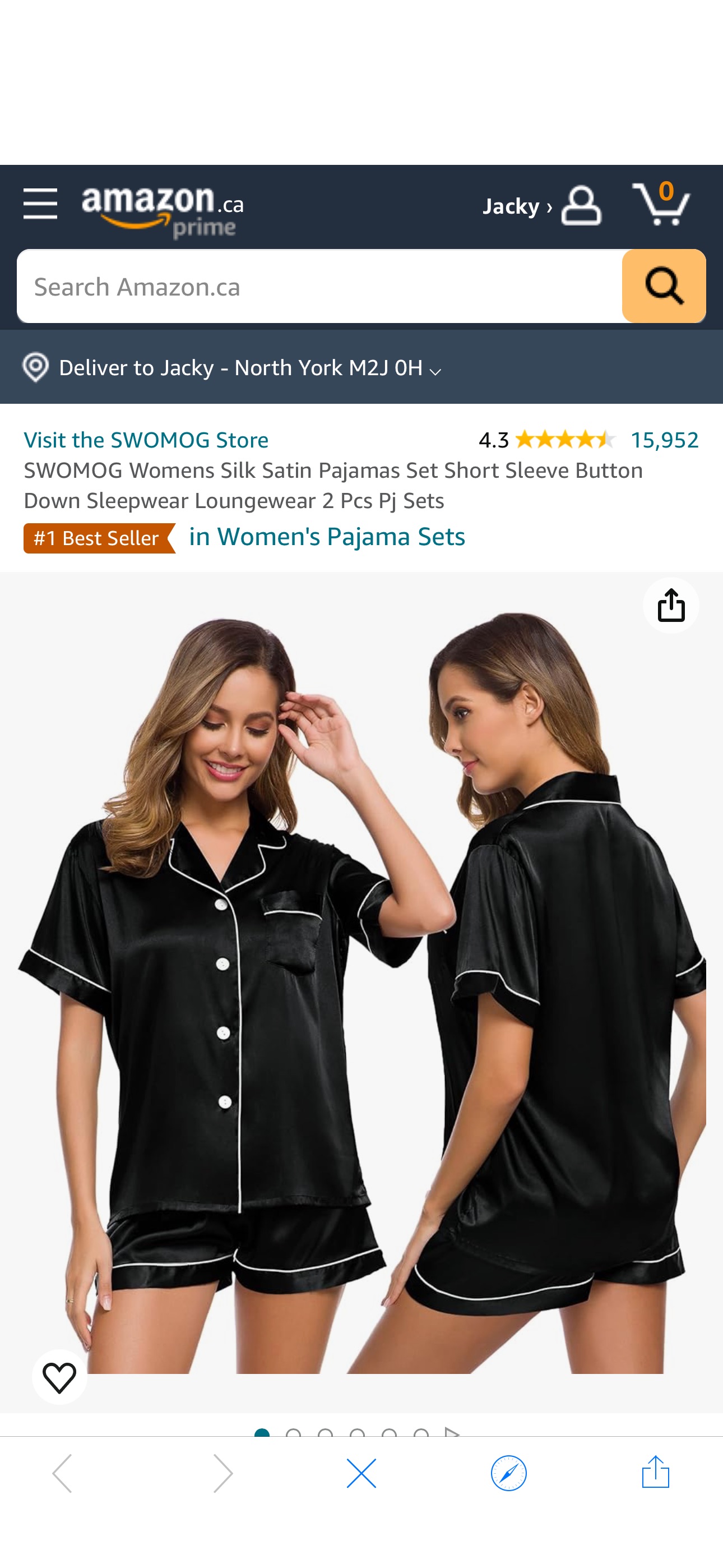 SWOMOG Womens Silk Satin Pajamas Set Two-Piece Pj Sets Sleepwear Loungewear Button-Down Pj Sets Black : Amazon.ca: Clothing, Shoes & Accessories