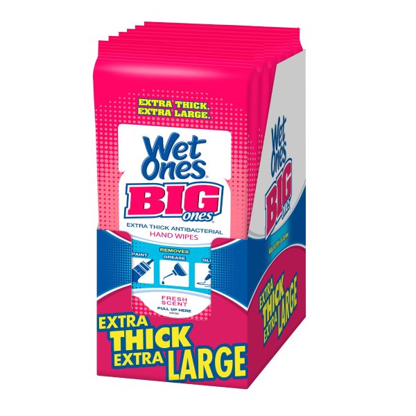Big Ones Antibacterial Hand Wipes Pack, Fresh, 28 Ct