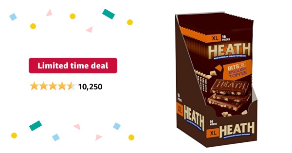 Limited-time deal: HEATH Milk Chocolate English Toffee XL, Candy Bars, 4 oz (16 Pieces, 12 Count)
