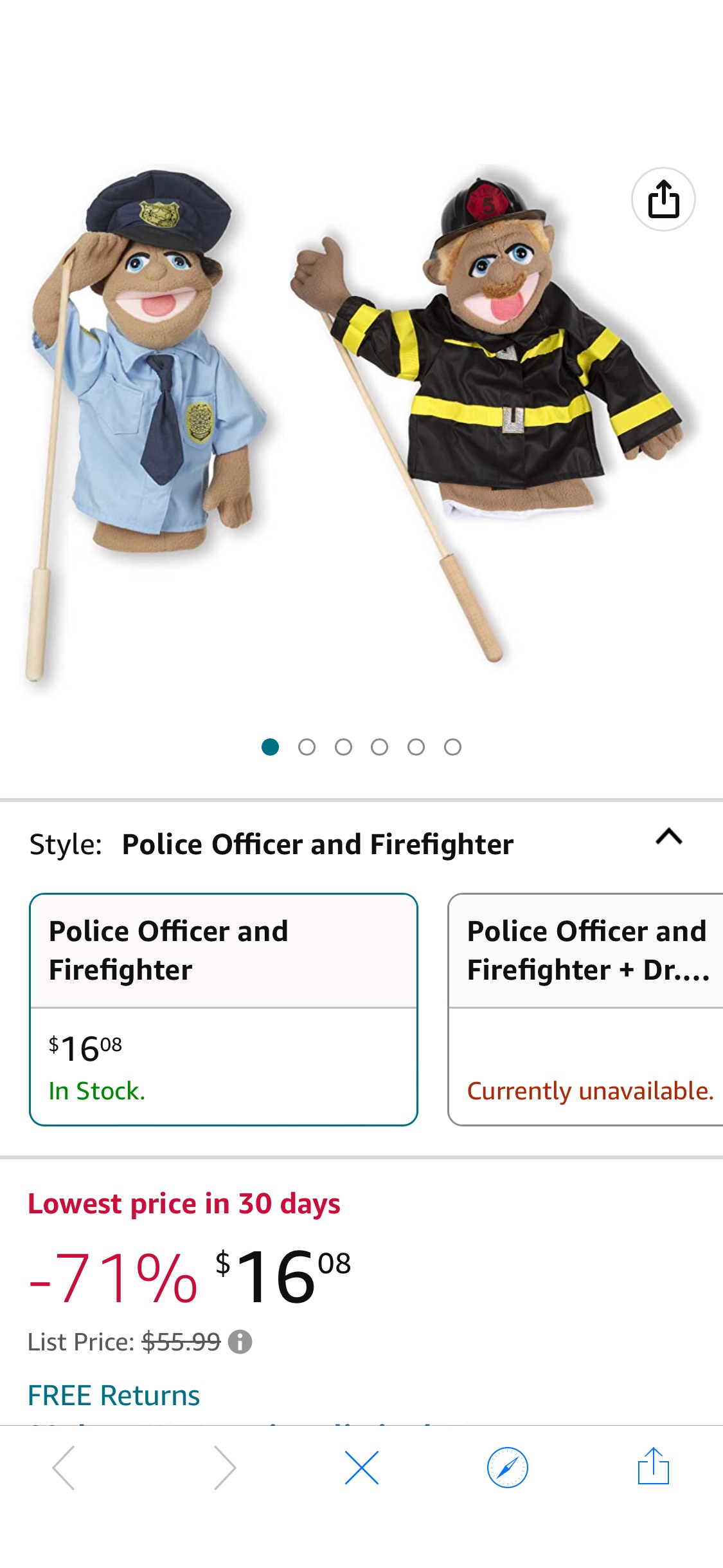 Amazon.com: Melissa & Doug Rescue Puppet Set - Police Officer and Firefighter - Soft, Plush Puppets For Kids Ages 3+ : Melissa & Doug: Everything Else