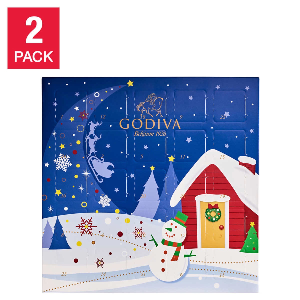Godiva Holiday Premium Chocolate Advent Calendar, 2-pack圣诞倒数巧克力