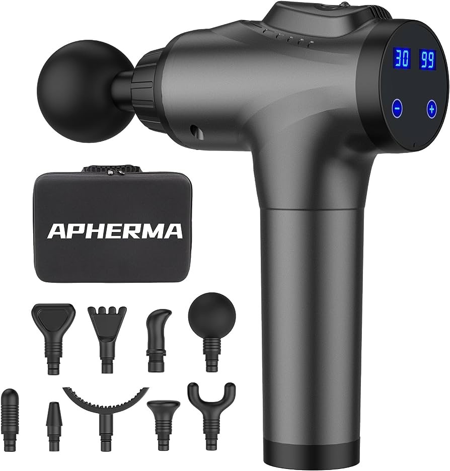 Amazon.com: APHERMA Massage Gun, Muscle Massage Gun for Athletes Handheld Electric Deep Tissue Back Massager, Percussion Massage Device for Pain Relief with 30 Speed Levels 9 Heads :按摩枪