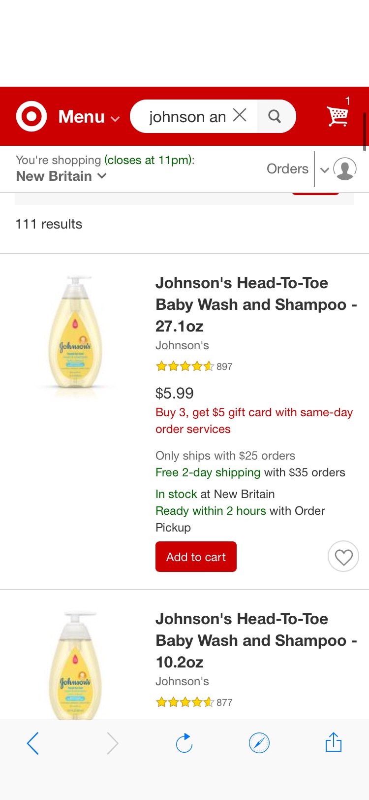 强生婴儿用品买3个送礼卡$5Johnson And Johnson Baby : Target