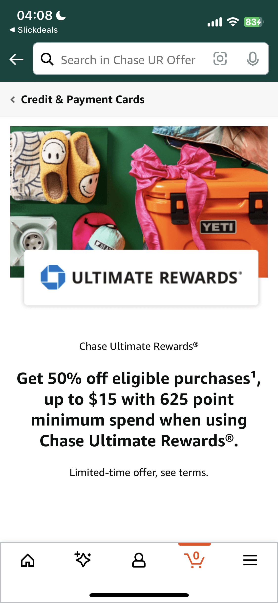 Chase Ultimate Rewards五折 最高减免$15