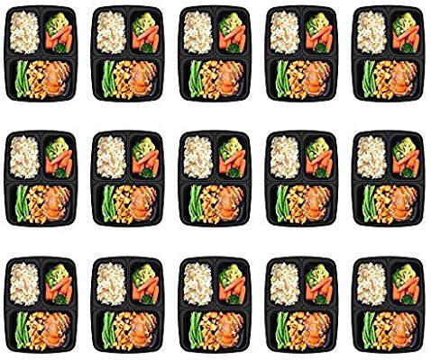 Amazon.com: Homgeek 15-Pack Meal Prep Containers 3 Compartment BPA-Free Food Storage Stackable Reusable Microwave Dishwasher & Freezer Safe Bento Lunch Boxes
15个  3 格装便当盒，可微波炉