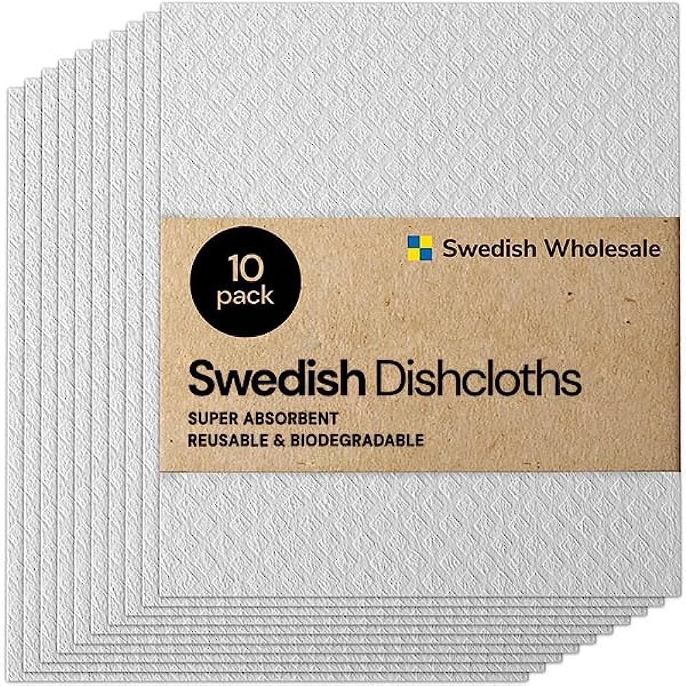 Amazon.com: Swedish Wholesale Swedish DishCloths for Kitchen- 10 Pack Reusable Paper Towels for Counters & Dishes - Eco Friendly Cellulose Sponge Cloth - White : Health & Household