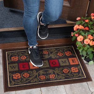 Ottomanson Non-Slip Floral Welcome Indoor Doormat