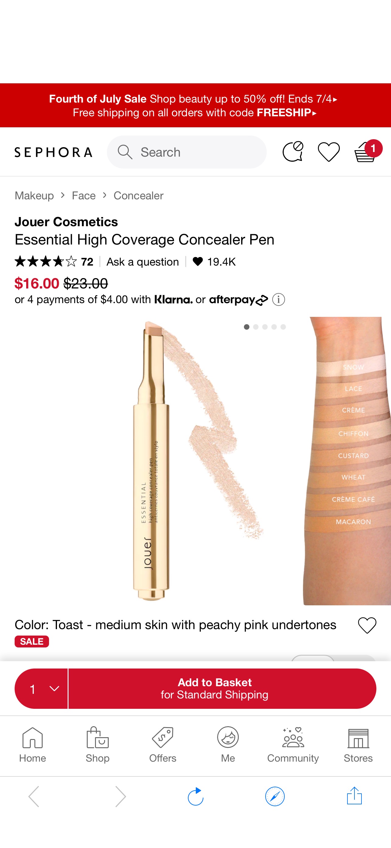 Essential High Coverage Concealer Pen - Jouer Cosmetics遮瑕笔| Sephora