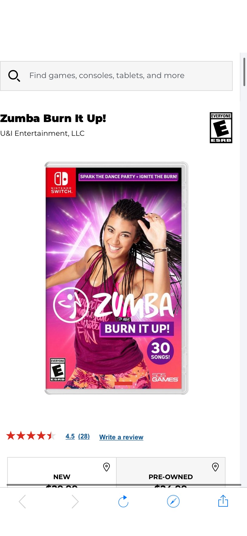 Switch 健身游戏 Zumba Burn It Up! 实体版