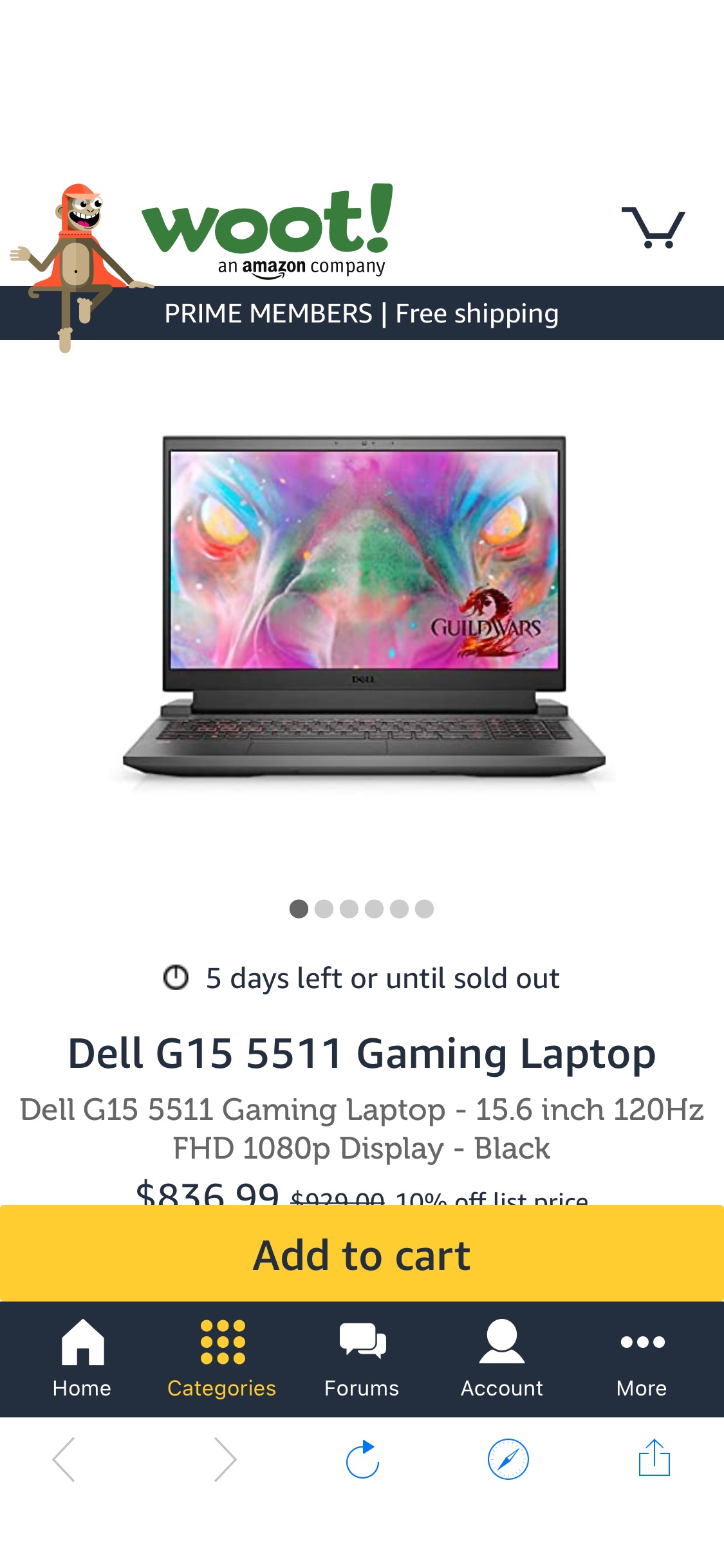 Dell G15 5511w我 Gaming Laptop