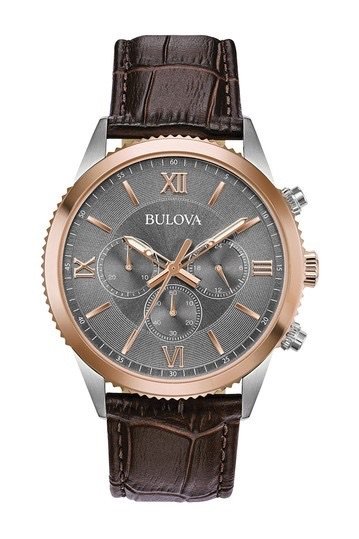 Bulova Men's Chronograph Rose-Gold Tone Strap Watch