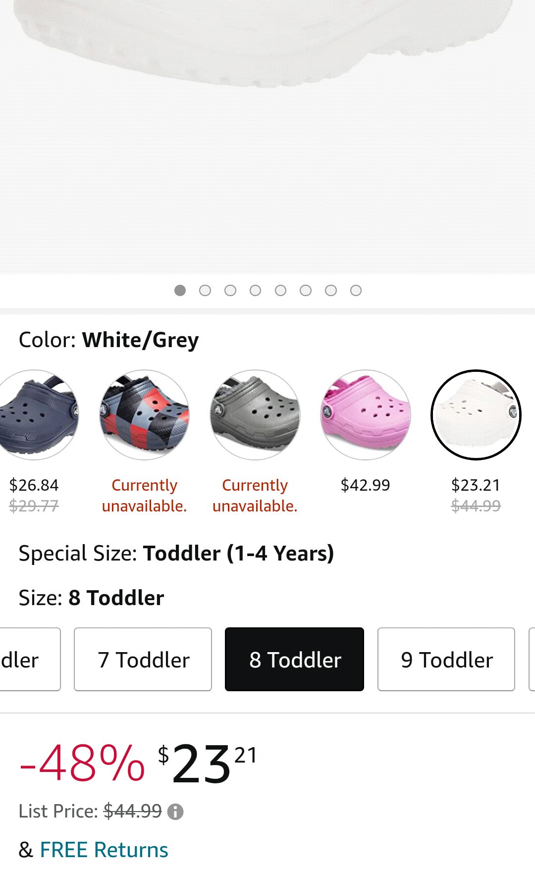 Crocs Unisex-Child Classic Lined Clog | Toddler Slippers, White/Grey, 8 Toddler | Clogs & Mules