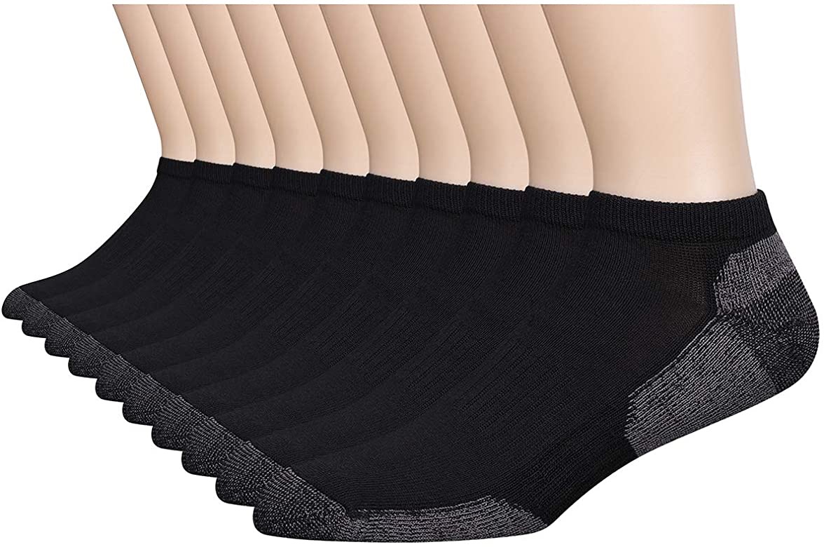 Heatuff Men's 6 & 10 Pack Low Cut Ankle Performance Cushioned Athletic Socks With Reinforced Heel and Toe at Amazon Men’s Clothing store