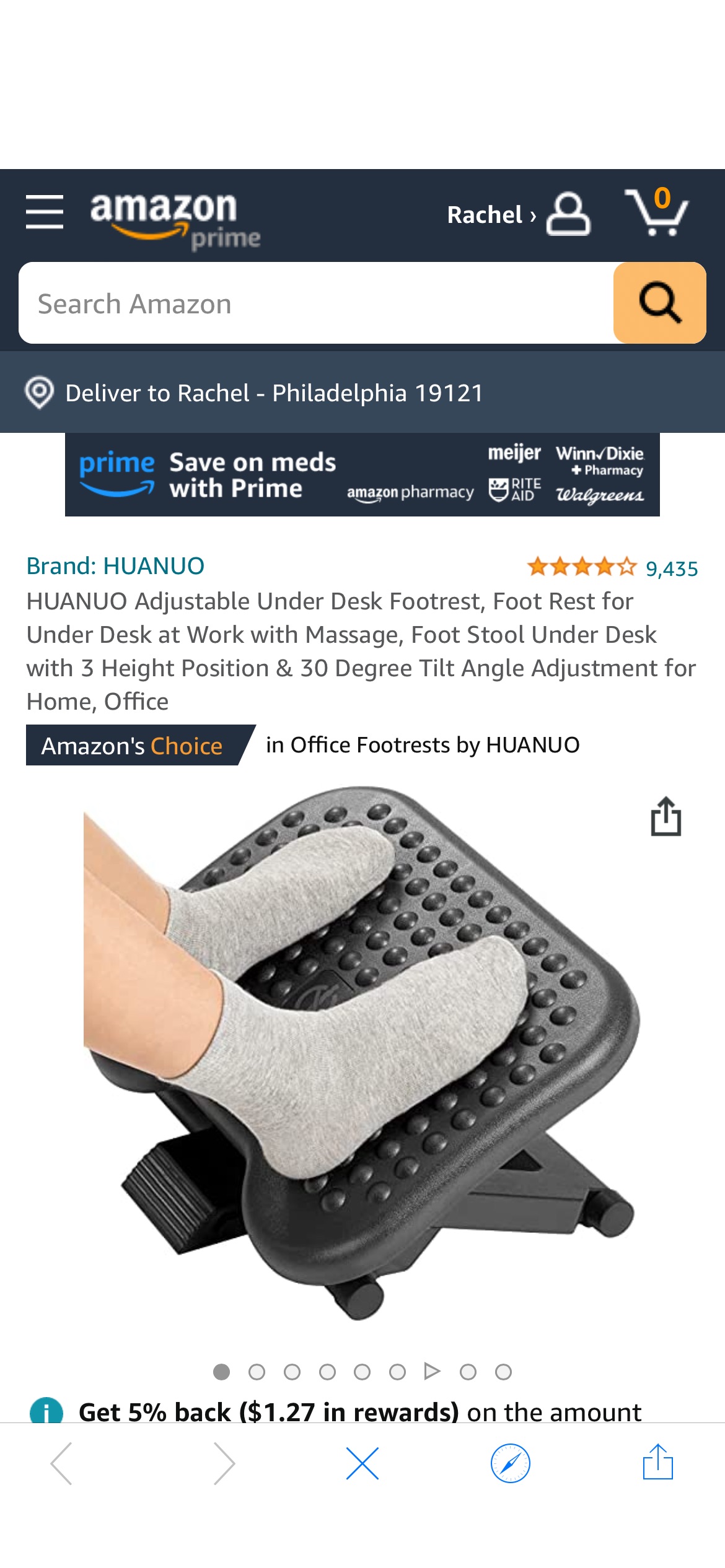 Amazon.com: HUANUO Adjustable Under Desk Footrest, Foot Rest for Under Desk at Work with Massage, Office Products