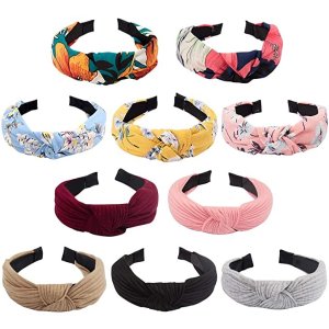 $4.89 Amazon.com : Ahoney 10 件女士打结头带宽头巾发带花卉弹力头巾