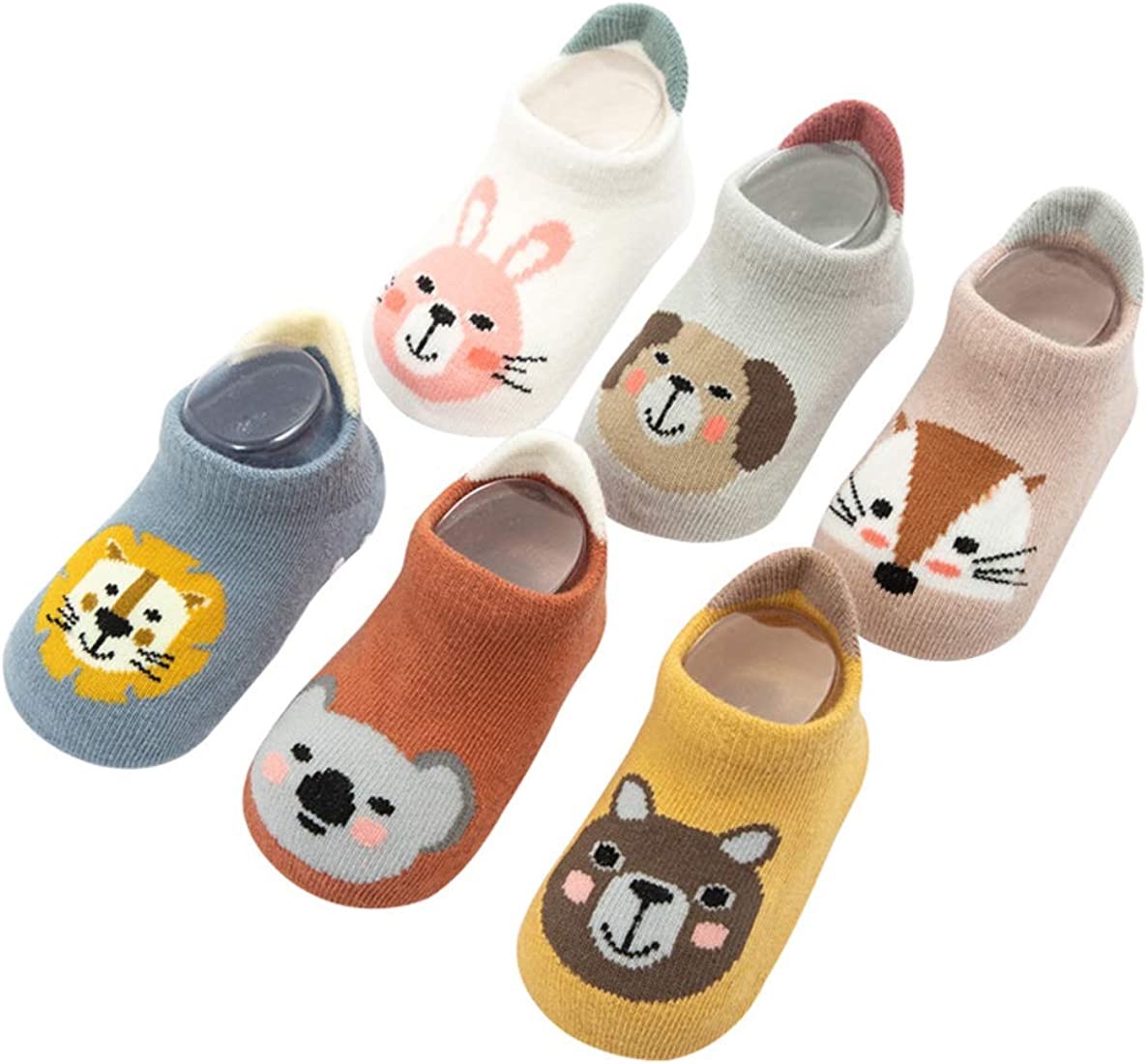 Amazon.com: Kisgyst 6 Pairs Baby Non Slip Grip Cotton Animal Ankle Socks with Non Skid Soles for Newborn Toddler Boy Girl, 18 Months : Clothing, Shoes & Jewelry