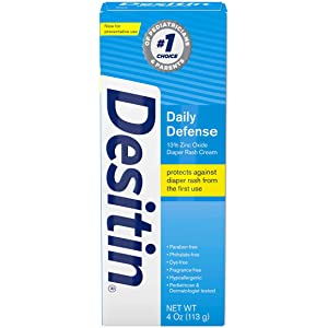 Desitin Daily Defense Baby Diaper Rash Cream with Zinc Oxide to Treat, Relieve & Prevent diaper rash, Hypoallergenic, Dye-, Phthalate- & Paraben-Free, 4 oz: Health & Personal Care蓝色预防性护臀霜，买一第二只五折