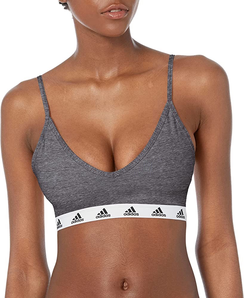 adidas Women's Everyday Cotton Bra, Dark Grey Heather, X-Small DD at Amazon Women’s Clothing store