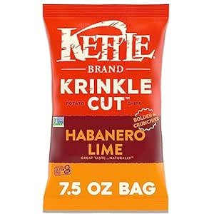 Kettle Brand Potato Chips Krinkle Cut Habanero Lime Kettle Chips, 7.5 Oz