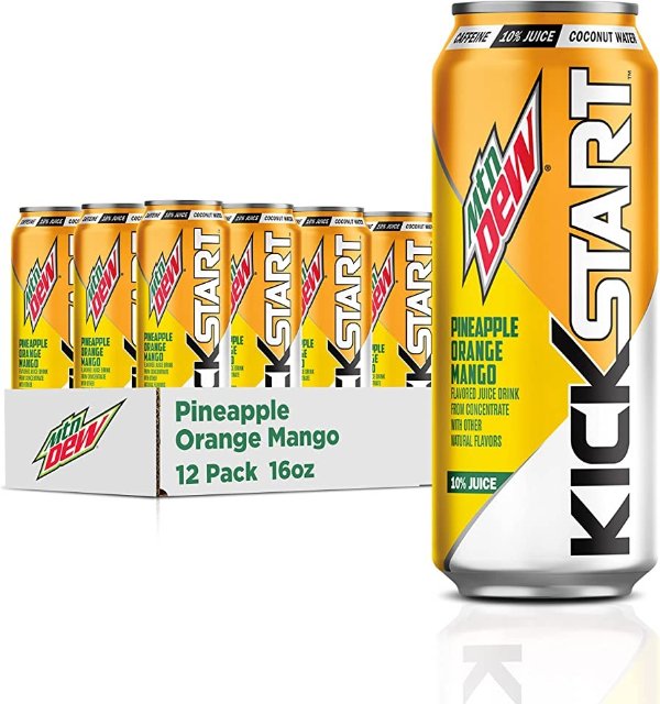 Kickstart, Pineapple Orange Mango, 90mg Caffeine, Vitamins B & C, 80 Calories, 10% Juice, 16 fl oz (12 Count)