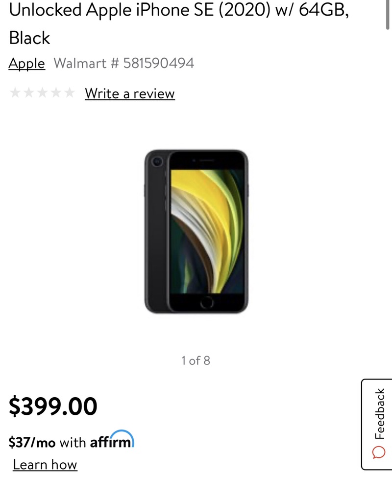 Unlocked 苹果最新iPhone SE，64G，两色可选 - Walmart.com - Walmart.com