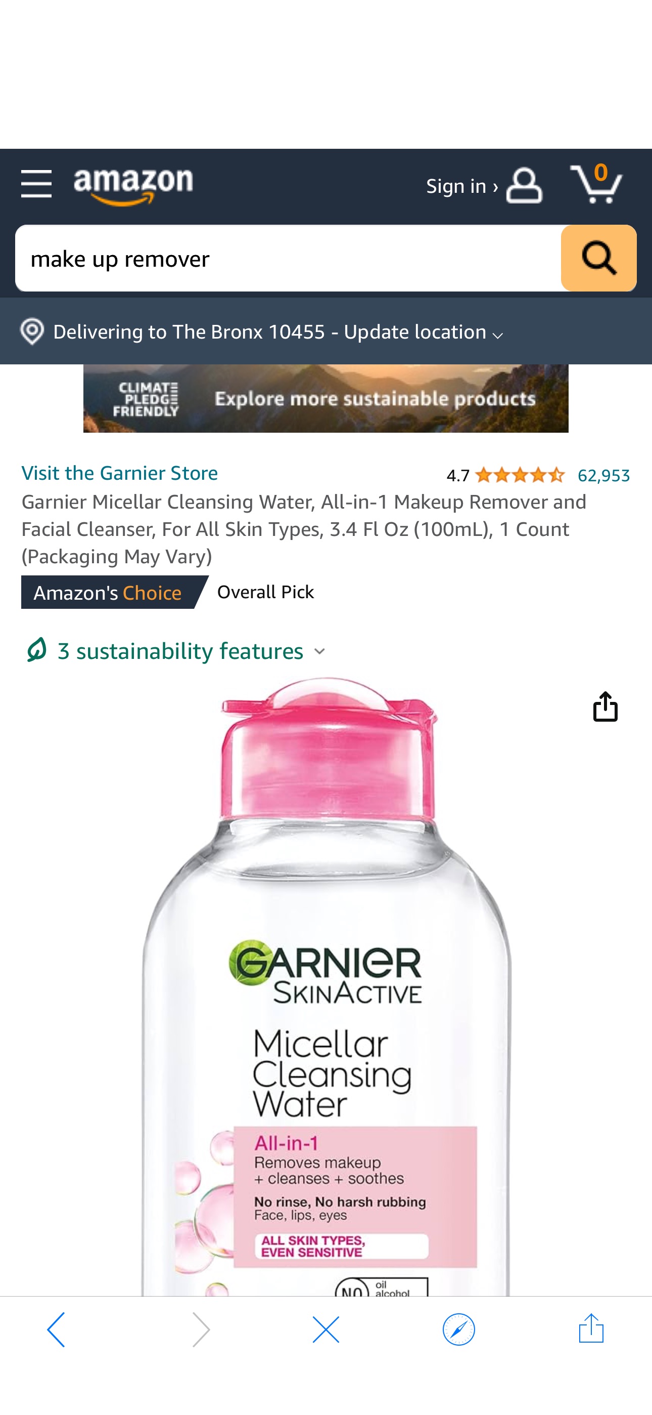 Amazon.com: Garnier Micellar Cleansing Water, All-in-1 Makeup Remover and Facial Cleanser, For All Skin Types, 3.4 Fl Oz (100mL), 1 Count (Packaging May Vary) : Beauty & Personal Care