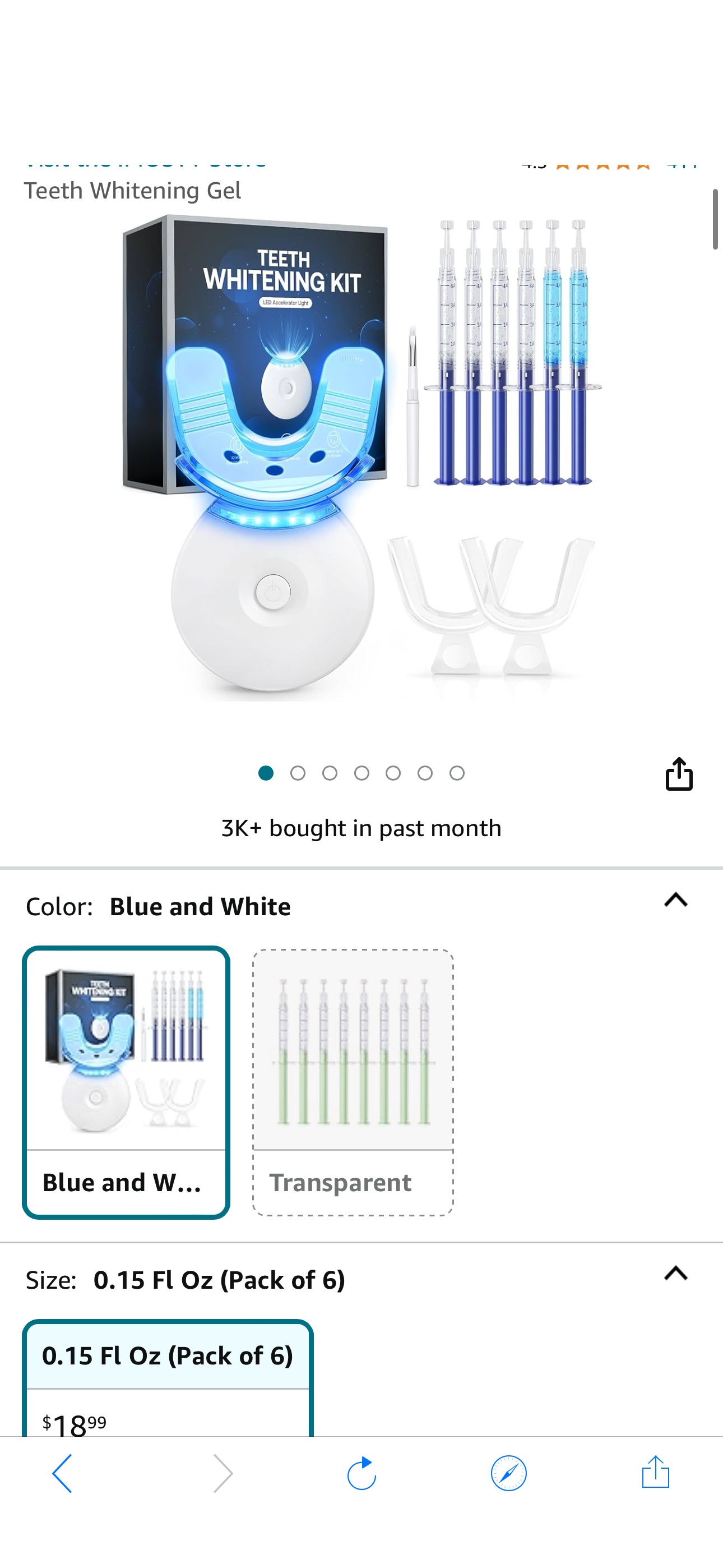 Amazon.com: Teeth Whitening Kit, LED Teeth Whitening Light with 6 X 3ml Carbamide Peroxide Teeth Whitening Gel, $8.xx Teeth Whitening Kit

Add lightning deal and use code 6RM6FD3C