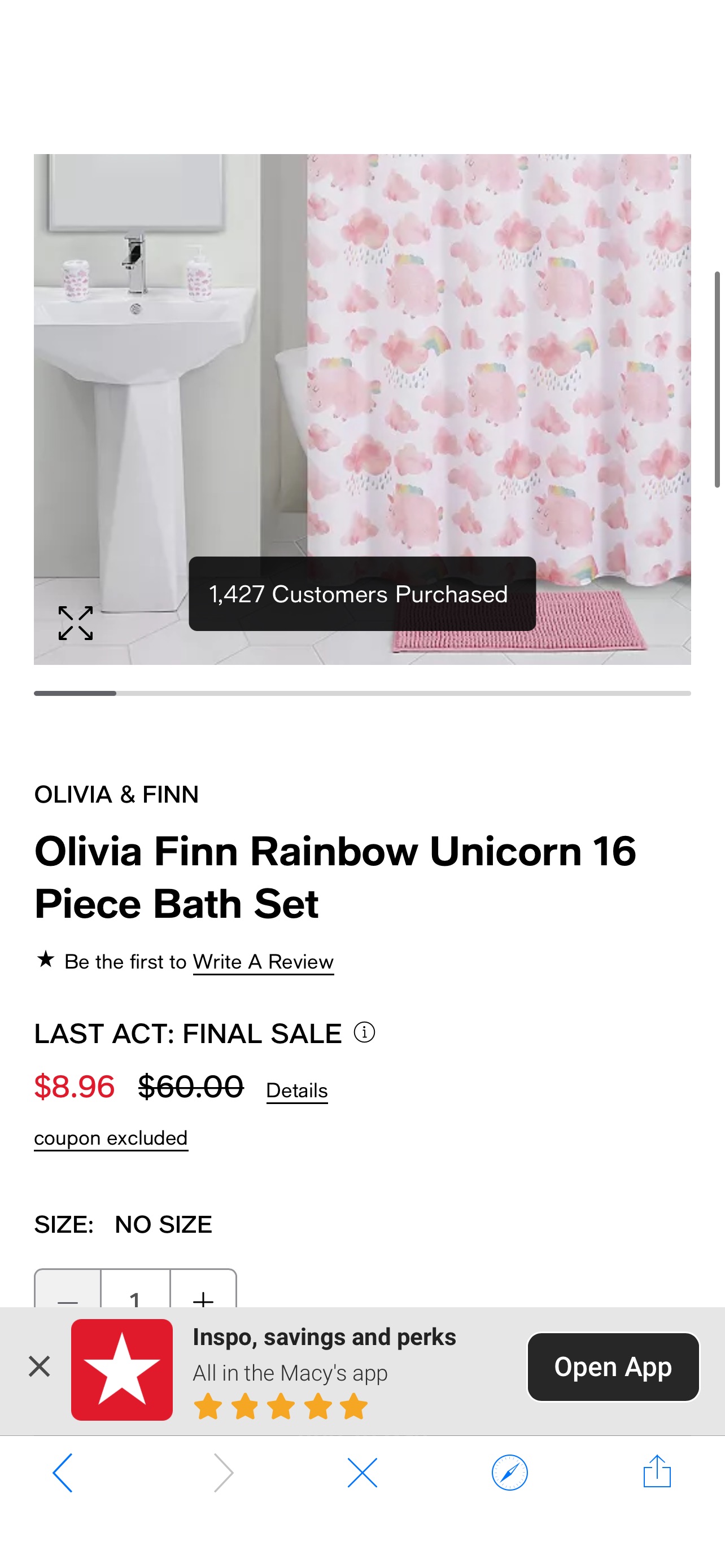 Olivia & Finn Olivia Finn Rainbow Unicorn 16 Piece Bath Set & Reviews - Bathroom Accessories - Bed & Bath - Macy's