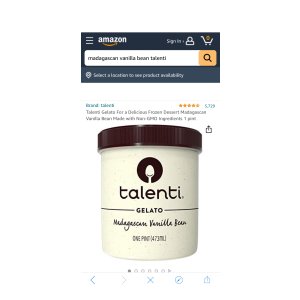 Talenti Gelato For a Delicious Frozen Dessert Madagascan Vanilla Bean Made with Non-GMO Ingredients 1 pint : Grocery & Gourmet Food