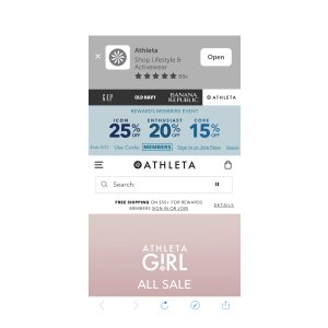 Athleta低至五折,会员低至额外七五折