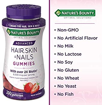 Nature's Bounty Optimal Solutions Advanced Hair, Skin, Nails, 2X Biotin, 200粒草莓味