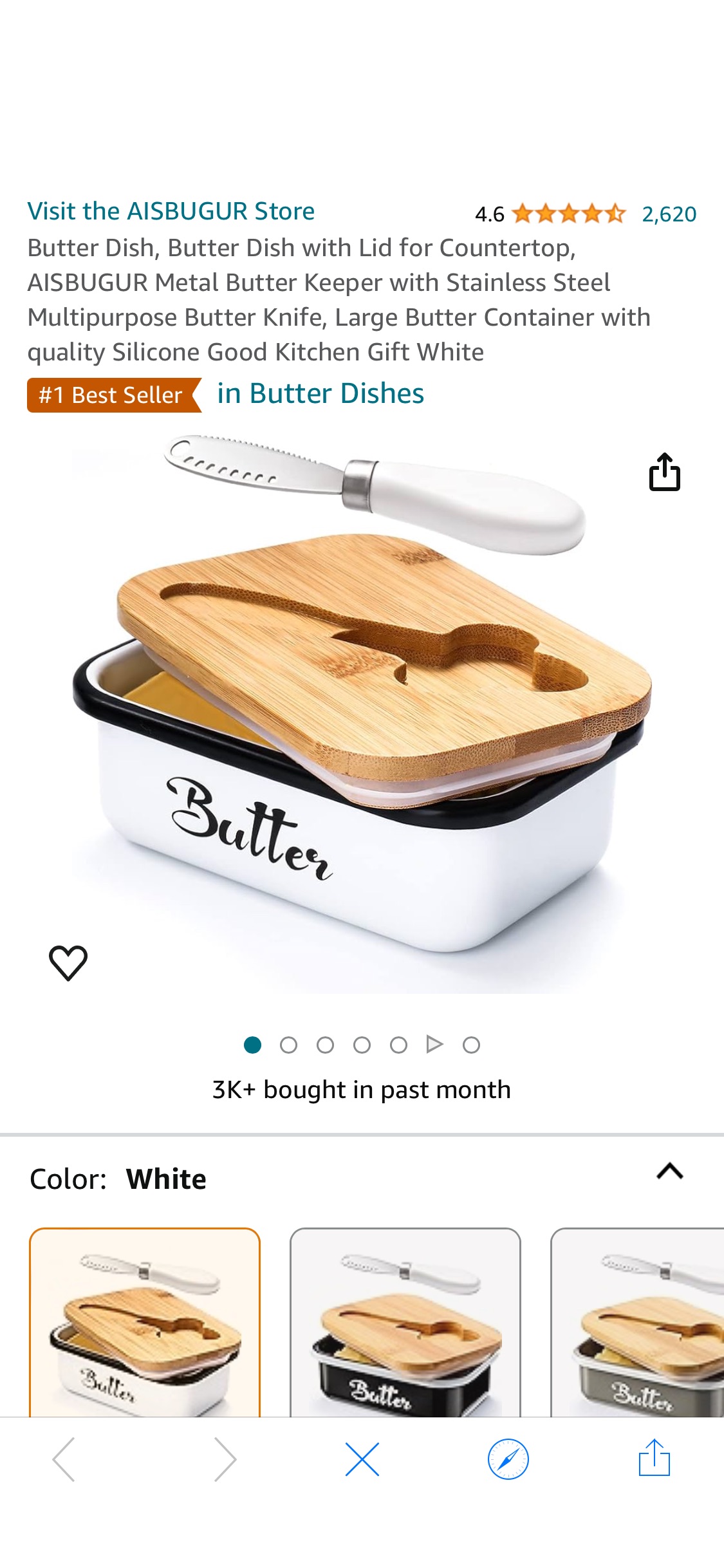 Amazon.com | Butter Dish, Butter Dish with Lid for Countertop, AISBUGUR Metal Butter Keeper with Stainless Steel Multipurpose Butter Knife, Large Butter Container with quality Silicone Good Kitchen Gi