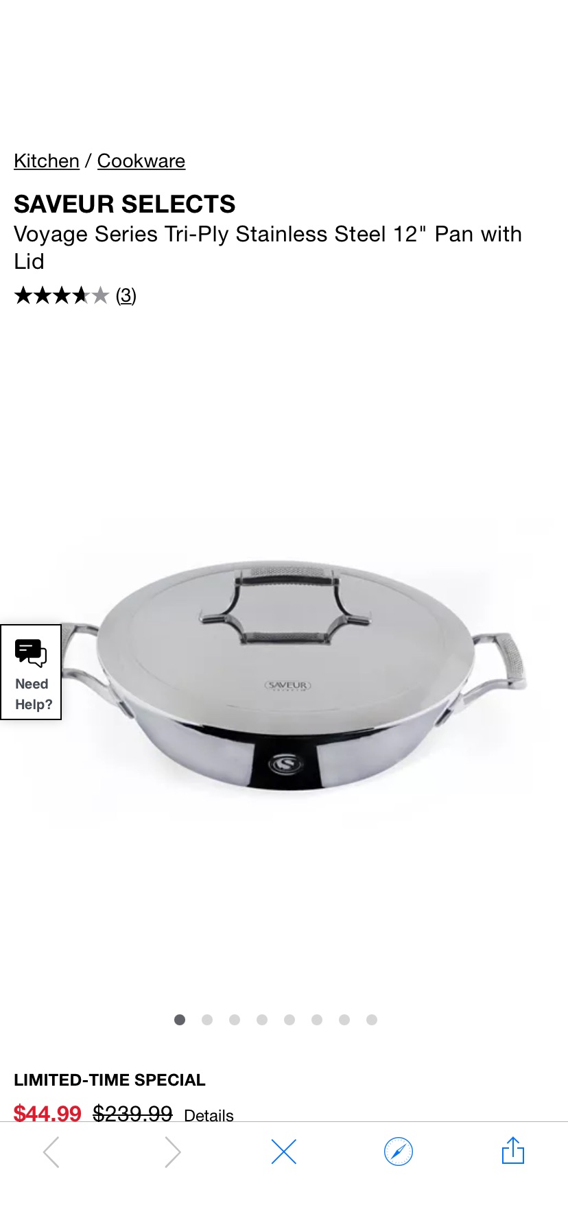 SAVEUR SELECTS Voyage Series Tri-Ply Stainless Steel 12" Pan with Lid & Reviews - Cookware - Kitchen - Macy's锅