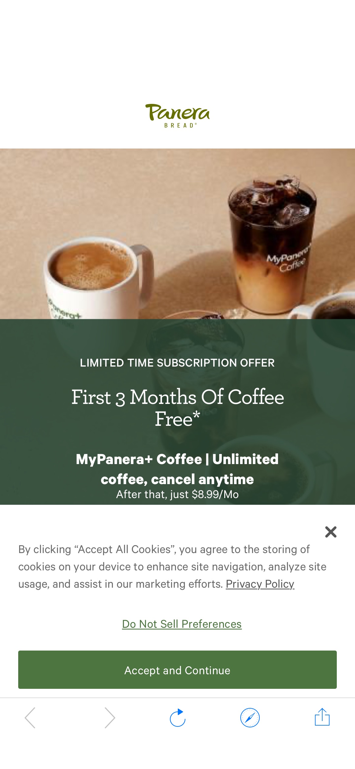 潘娜拉面包店 MyPanera+ Coffee Subscription