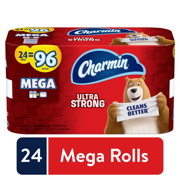Ultra Strong Toilet Paper, 24 Mega Rolls, 6864 Sheets