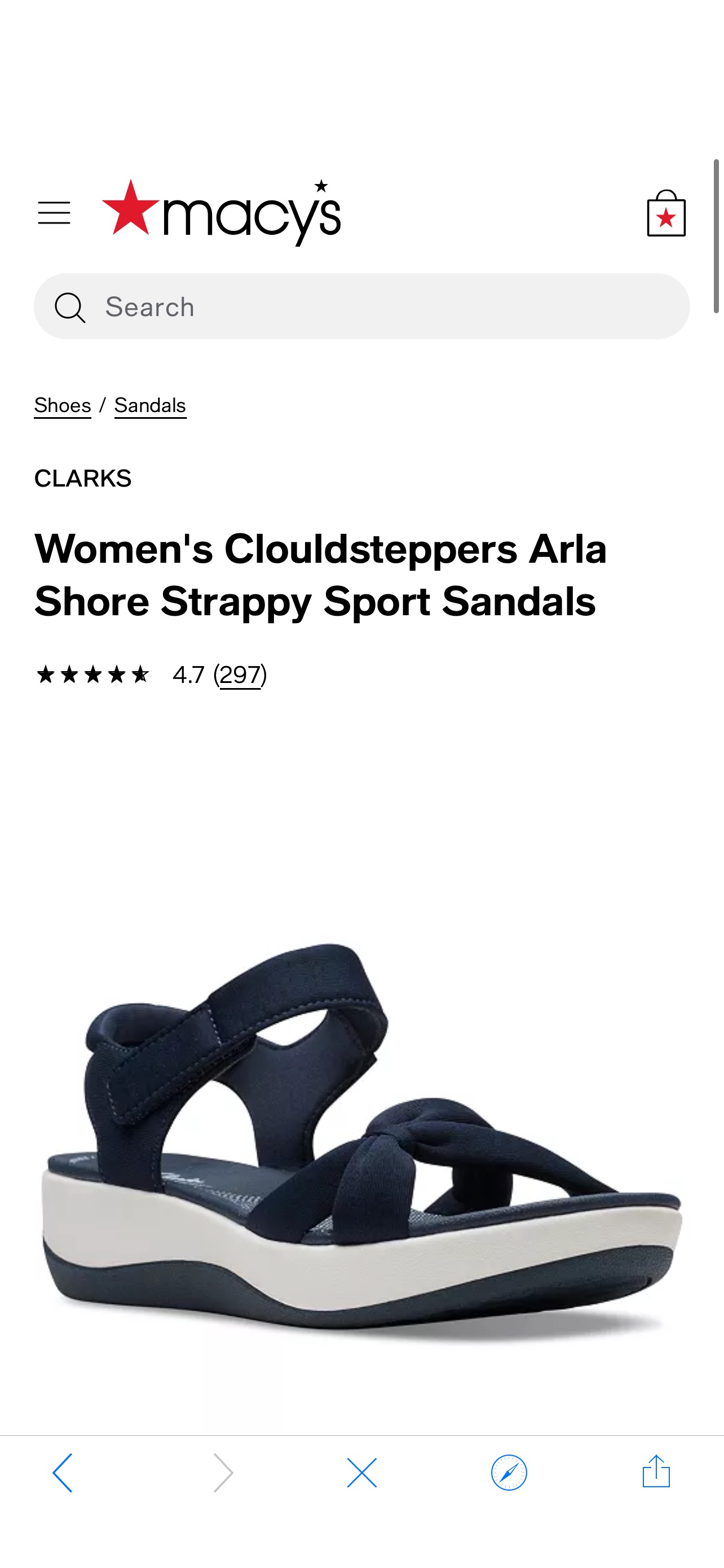 凉鞋Clarks Women's Clouldsteppers Arla Shore Strappy Sport Sandals - Macy's