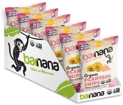 Barnana Organic Plantain Chips, Himalayan Pink Salt, Snack Size, 2 Ounce (Pack of 6)