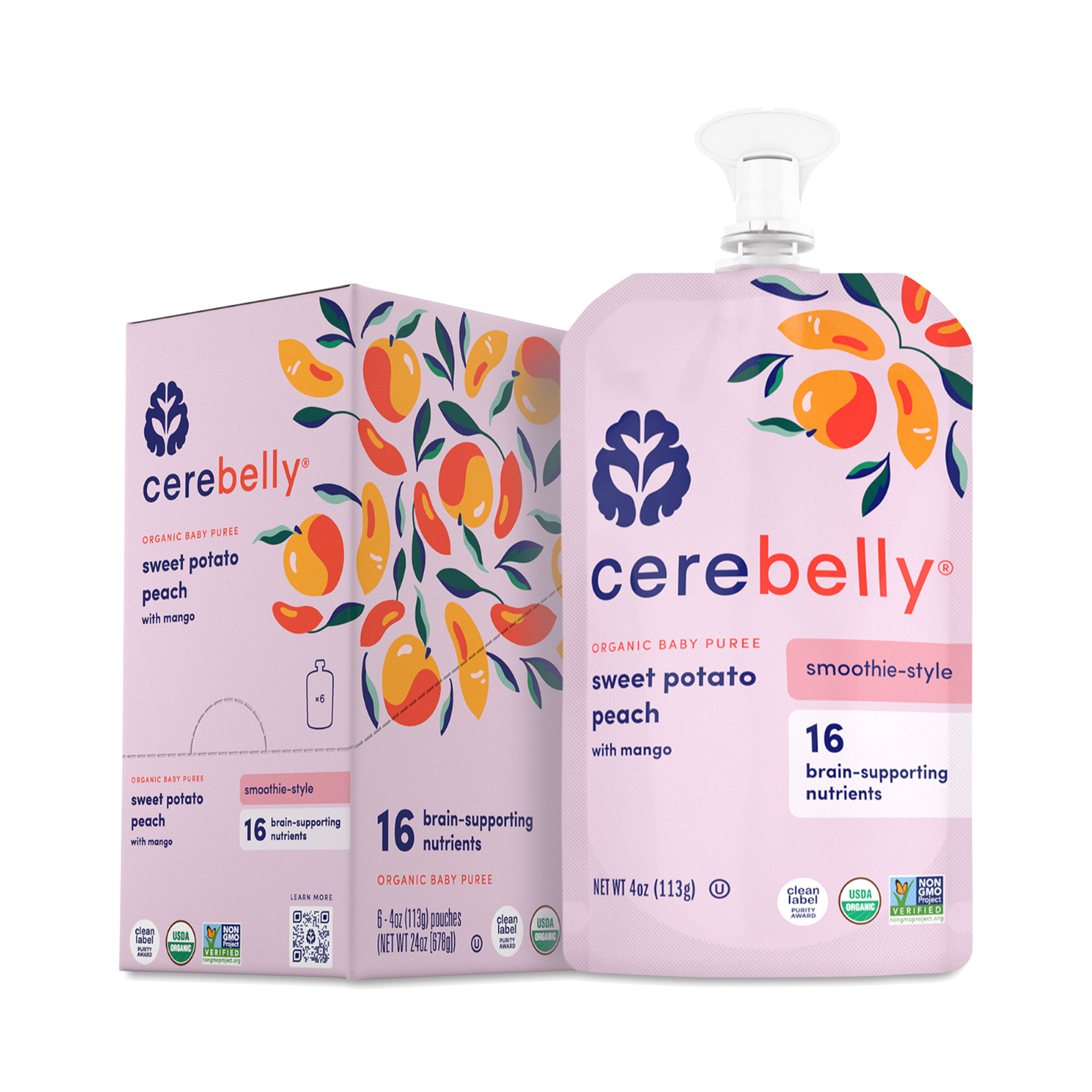 Cerebelly Organic Baby Food Smoothie, Sweet Potato Peach | Thrive Market