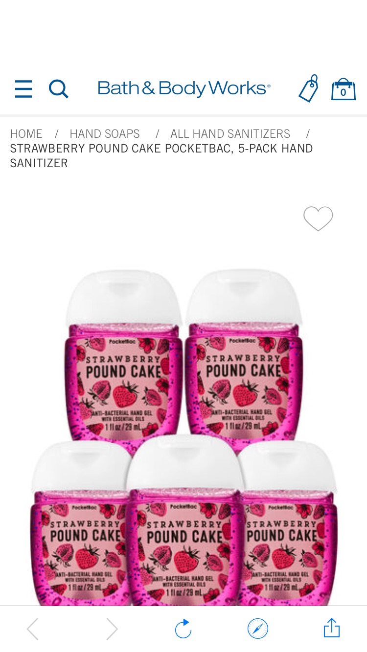 免洗洗手液Strawberry Pound Cake PocketBac, 5-Pack Hand Sanitizer | Bath & Body Works