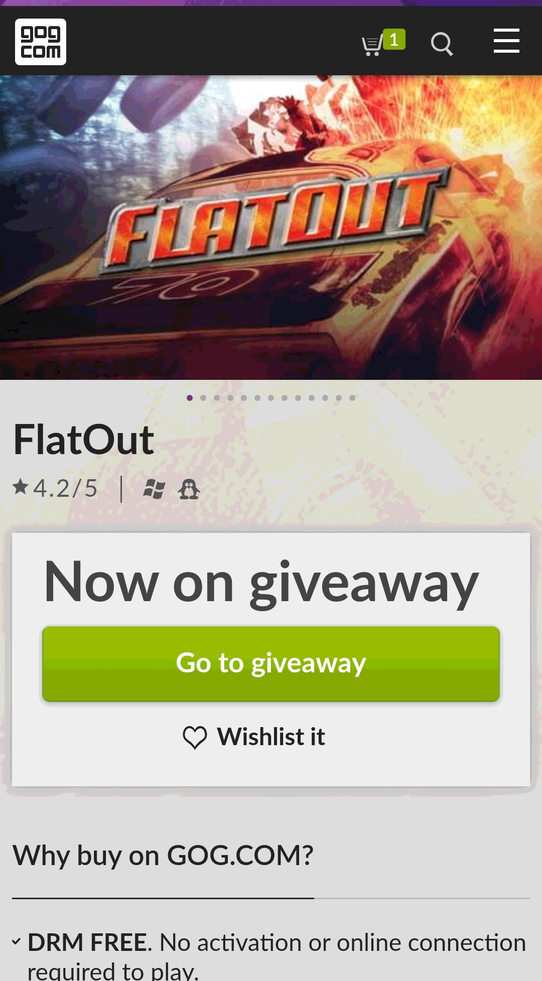 FlatOut on GOG.com喜加一