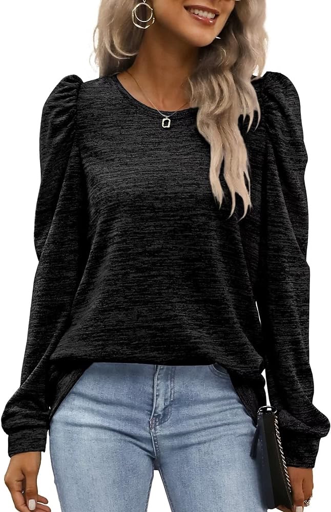 XIEERDUO Tunic Tops for Leggings Sweatshirts for Women Long Sleeve Shirts Crewneck Tops Fashion Puff Sleeve Tops Scoop Blouse Loose Pullover Sweater Spring Autumn Winter Black M : Amazon.ca: Clothing,