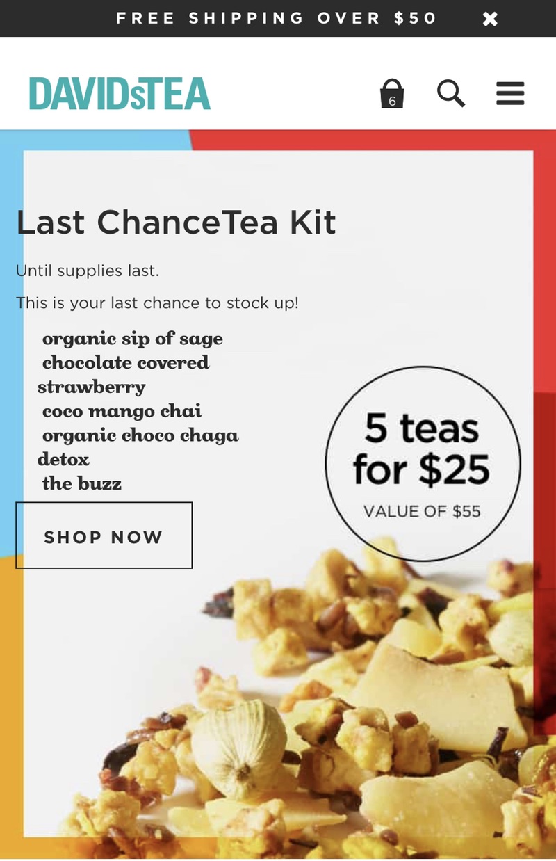 DAVIDsTEA有Last Chance Tea Kit 特賣