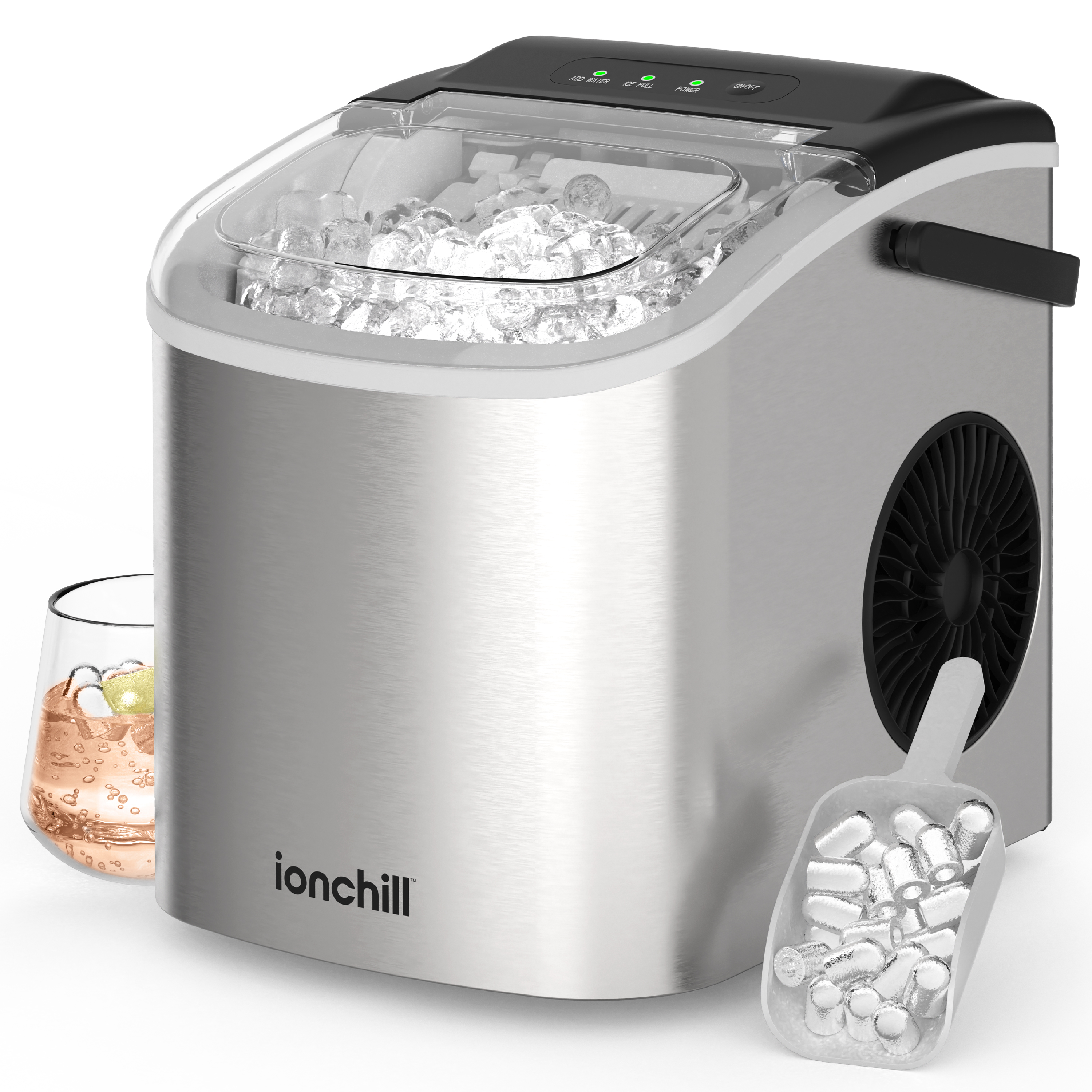 Ionchill Quick Cube Ice Machine, 26lbs/24hrs Portable Countertop Bullet Cubed Ice Maker - Walmart.com